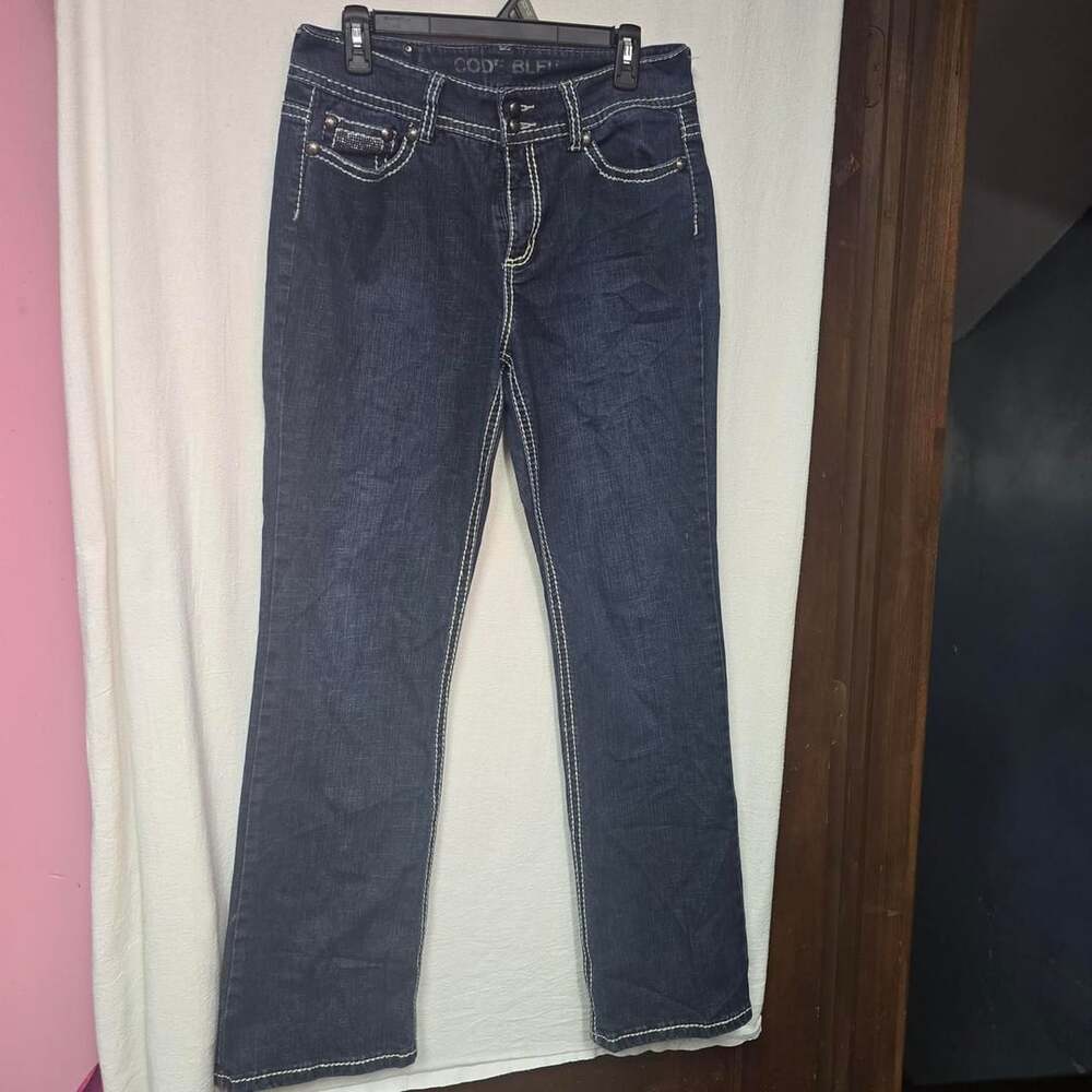 Code Bleu Bootcut Jeans Size 10 Dark Wash Rhinestone Back Pockets
